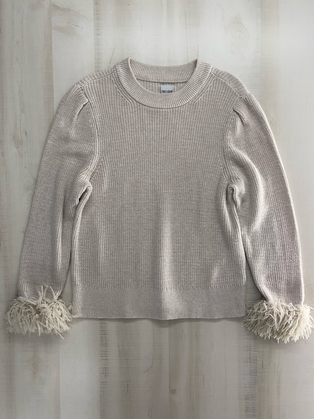 nwot NIC+ZOE cotton beige tan sweater top